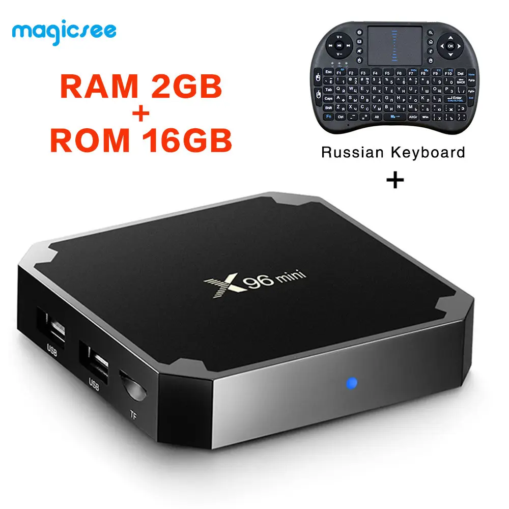 2G with i8 RU Magicsee X96 Мини ТВ приставка Android 7,1 Смарт ТВ приставка 2 Гб 16 Гб четырехъядерный процессор Amlogic S905W 2,4 ГГц WiFi приставка 1 ГБ 8 ГБ ТВ приставка - Цвет: 2G with i8 RU