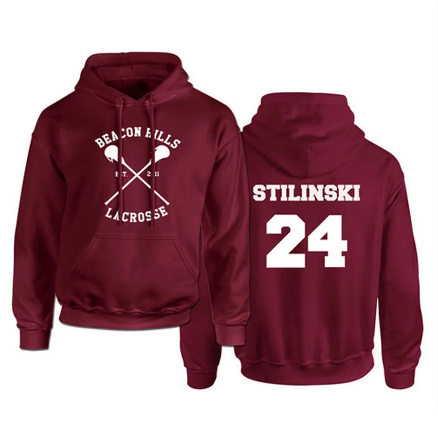 

Teen Wolf Hoodie Men Stilinski 24 Lahey McCall Pullover Sweatshirt Male Print Red Hooded Mens Hoodies Hip Hop Hoddies Streetwear