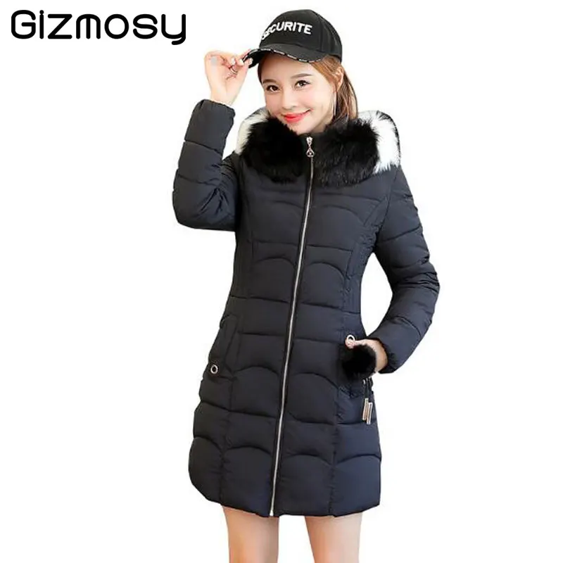 2019 New Fashion Winter Jackets Women With Fur collar Warm Hooded Female Womens Coat Long Parka Outwear Camperas SY5702 | Женская одежда