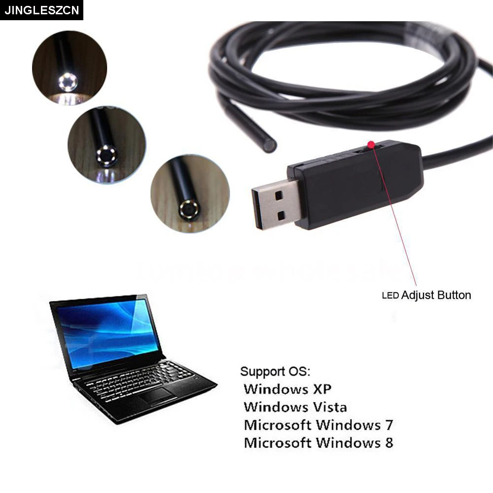 Jingleszcn USB эндоскопа мини Камера IPX67 Водонепроницаемый 5.5 мм Диаметр объектива 5 м