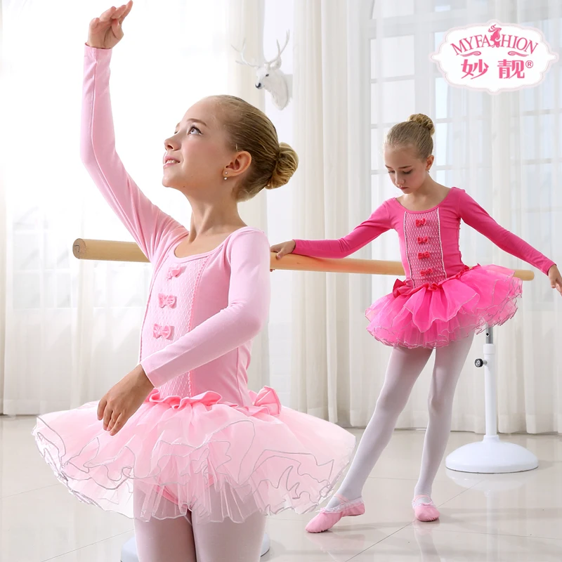 Танцевальный костюм для девочек детское балетное платье с длинными рукавами