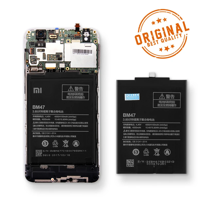 Оригинальная батарея BM47, для Xiaomi Redmi 4X3 S, 3X3, запасная батарея для зарядки, 4000 мА/ч, литий-полимерная батарея большой емкости