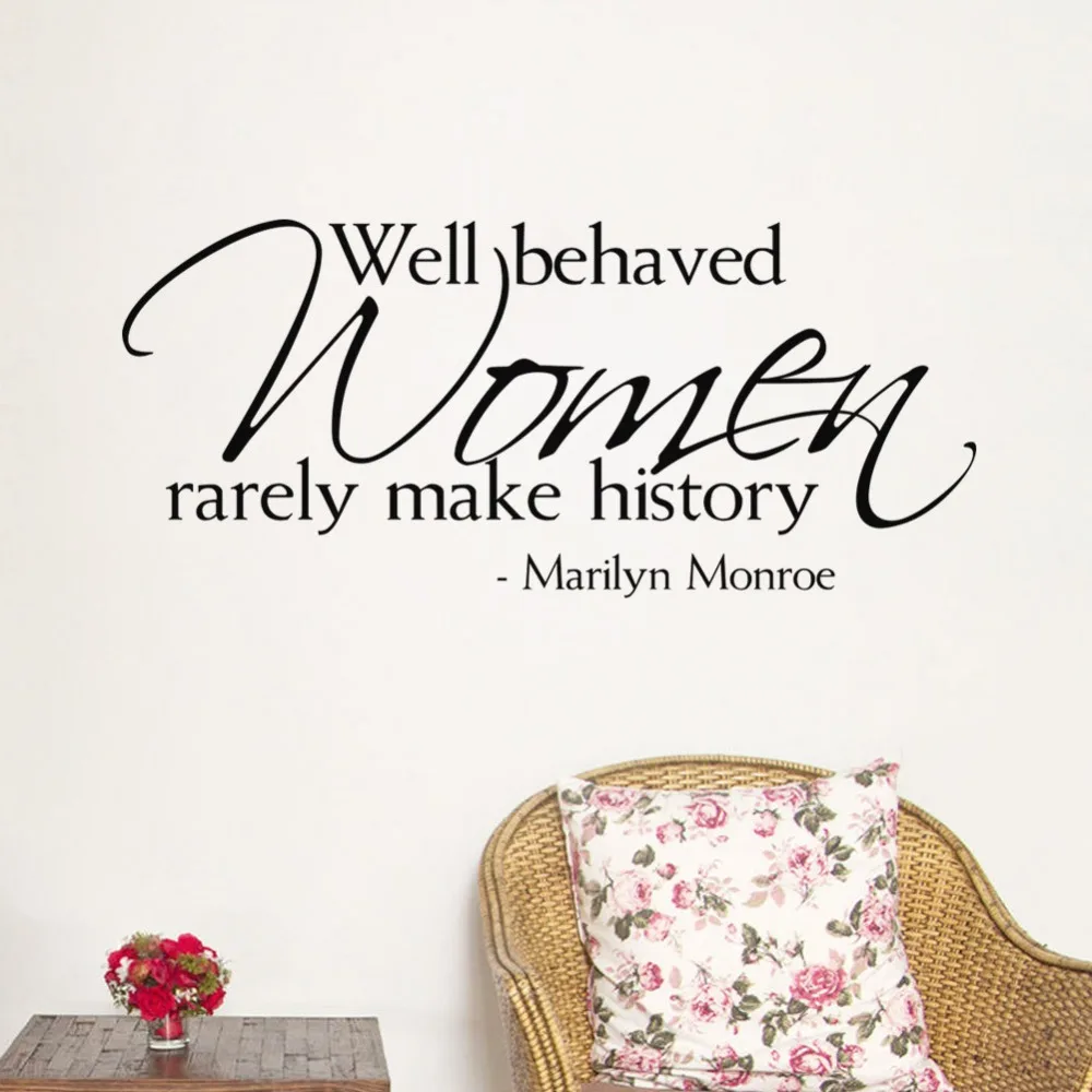 

Modern Characters " Women make history..." Removable Wall Sticker Home Decor Sticker Decoration Black For Wall 56*57CM