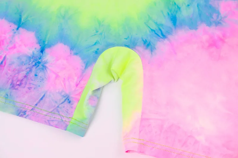 Toplook, женские комплекты из двух предметов с принтом Tie Dye,, короткий рукав, короткий топ, шорты, высокая талия, летняя Клубная уличная одежда, подходящие комплекты