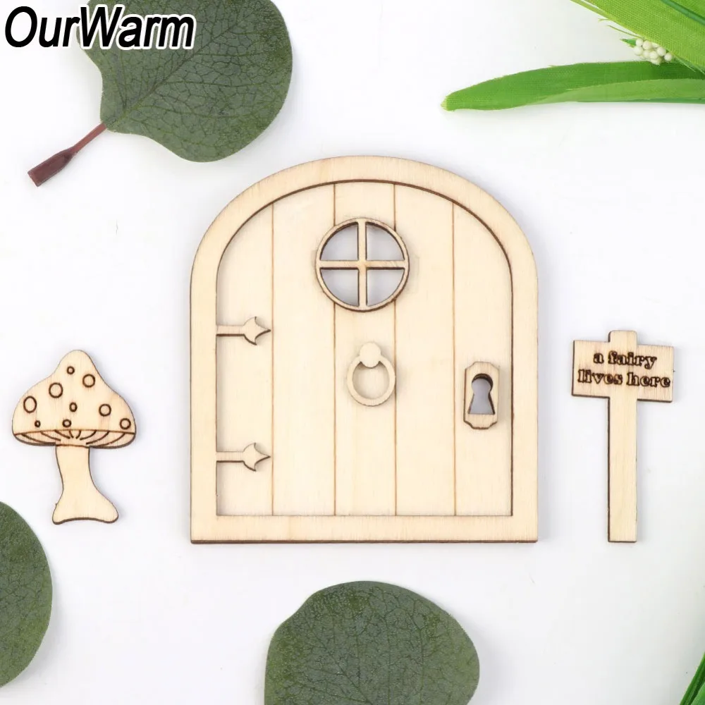 OurWarm 6 шт. DIY деревянная сказочная дверь эльфа набор для рукоделия винтажная