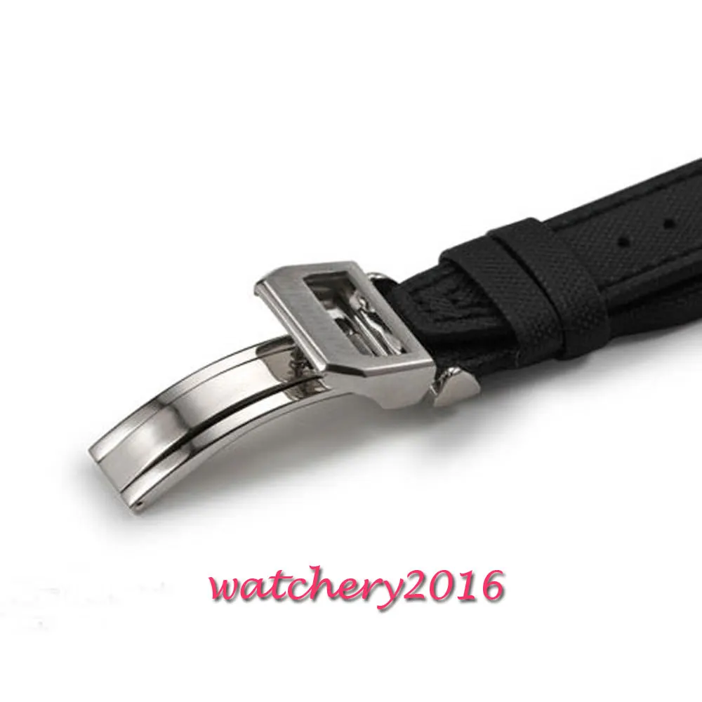 22 мм черный кожаный ремешок Застежка для часов|deployant clasp|clasps for watchesleather strap |