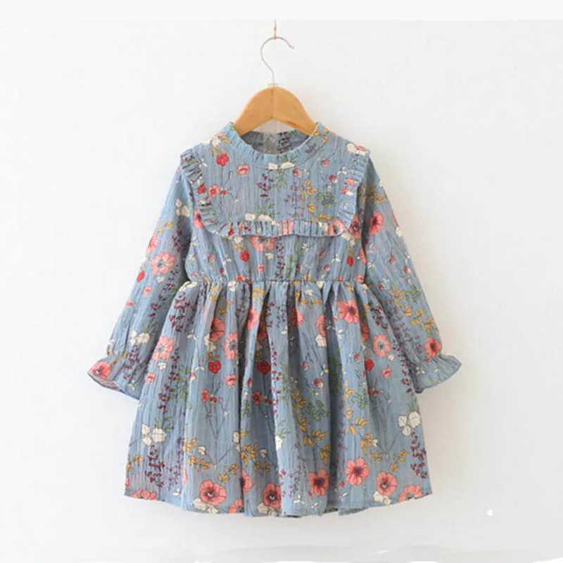 Kids Girls Dresses Spring Autumn Baby Girl Clothes Chiffon Princess Dress Small Floral Print Design Children Sweet | Детская одежда и