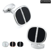 hawson brand crystal cufflinks for man shirt romantic silver color wedding accessory elegant groom cuff links lovers gift