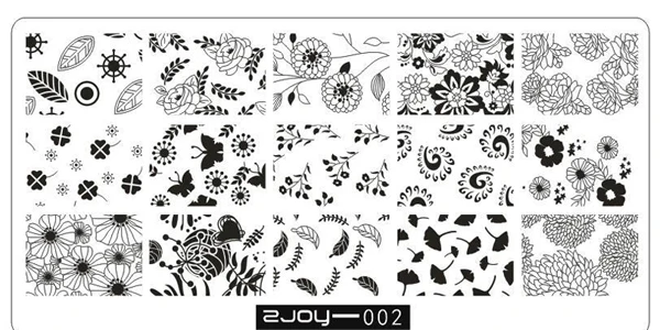 Zjoy002 Новые трафареты для ногтей печать штампов DIY Дизайн ногтей шаблоны цветок много графика ногтей штамповки пластины - Цвет: Zjoy002