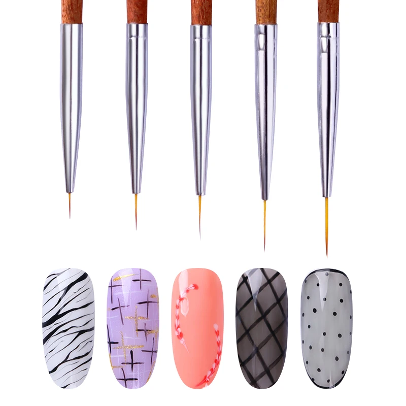 5 шт. кисть для рисования ногтей акриловая ручка УФ-гель лайнер цветов из красного