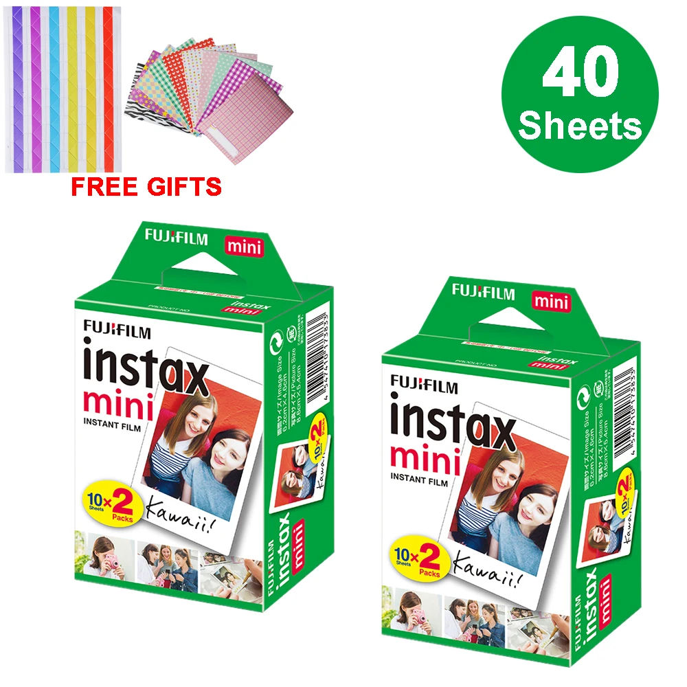 40 Sheets 10-100 листов Fujifilm Instax Mini White Edge пленка мгновенная фотобумага для Instax Mini 8 9 7s 9 70 25 50s 90 SP-1 2 камеры подарки - Цвет: 40 Sheets