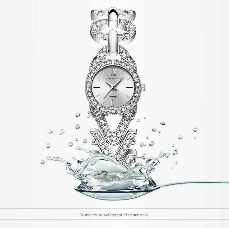 Женские часы CRRJU reloj mujer классический модный, с украшениями в виде бриллиантов браслеты платье наручные часы для женщин часы из нержавеющей стали
