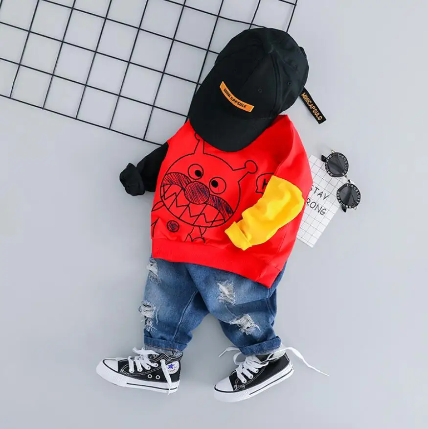 Baby boy clothes spring autumn infant cartoon clothing set baby =T-shirt+jeans pants 2 pcs suit for 0-2 years |