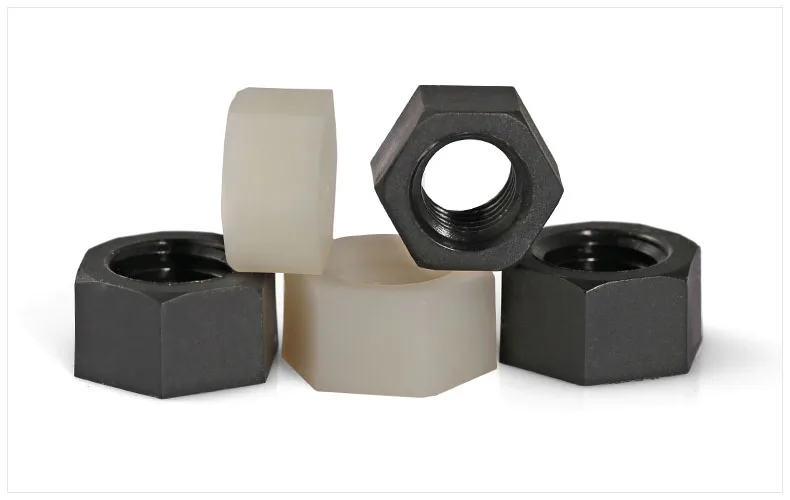 10 шт. M6 белые черные нейлоновые шестигранные гайки DIN934 NYLON66/PC Пластиковые шестигранные гайки метрические высококачественные пластиковые