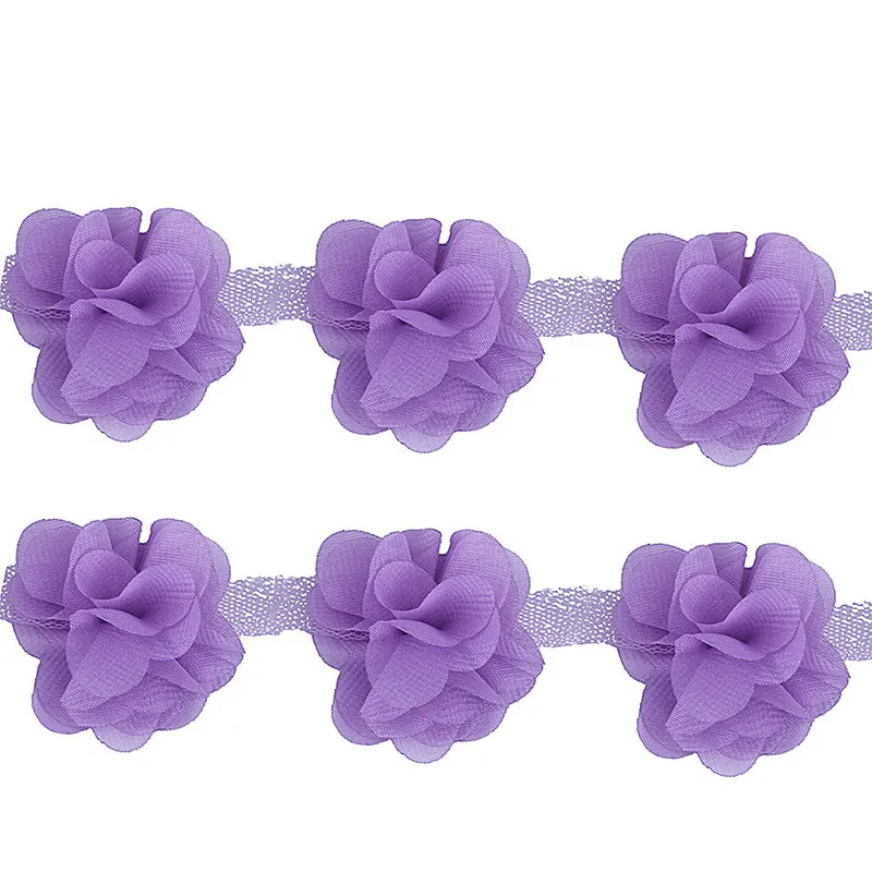 Purple Misaya 3D шифон кластер Цветы Кружева платье украшения кружевной ткани аппликация отделка Швейные принадлежности 2 ярдов - Цвет: Purple
