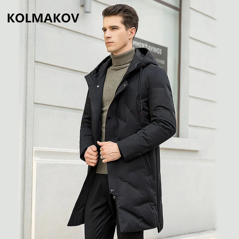 2018 зимние повседневные модные пуховики с капюшоном мужские куртки на 90% белом