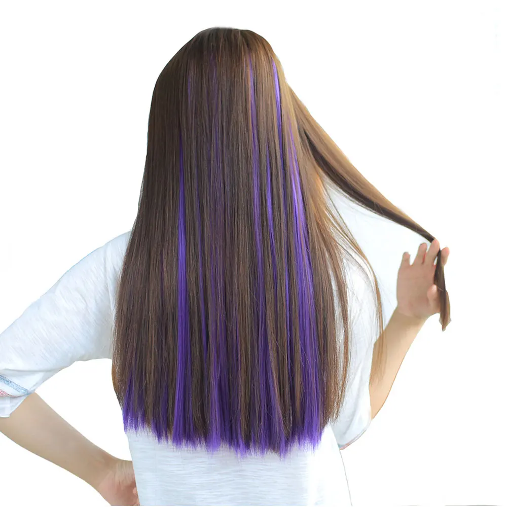 HiDoLA длинные прямые Поддельные Наращивание цветных волос клип в изюминке