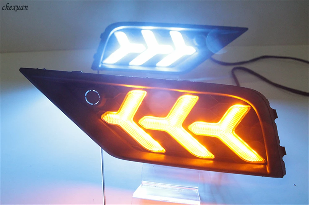 CSCSNL 2 шт. для VW Volkswagen Tiguan 2017 2018 2019 12V ABS светодиодный DRL Дневной светильник с желтым