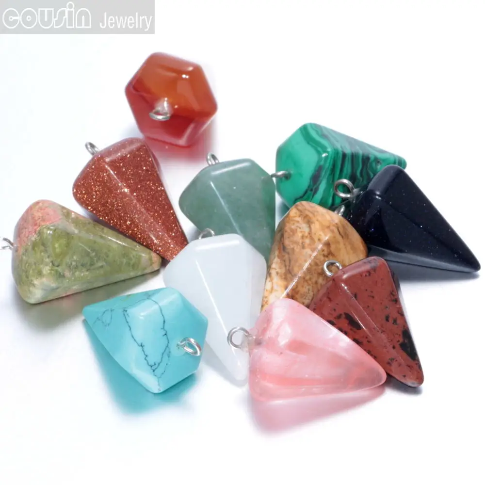 Горячая продажа натуральный камень Cystal Awl кулон с черным кожаным ожерельем