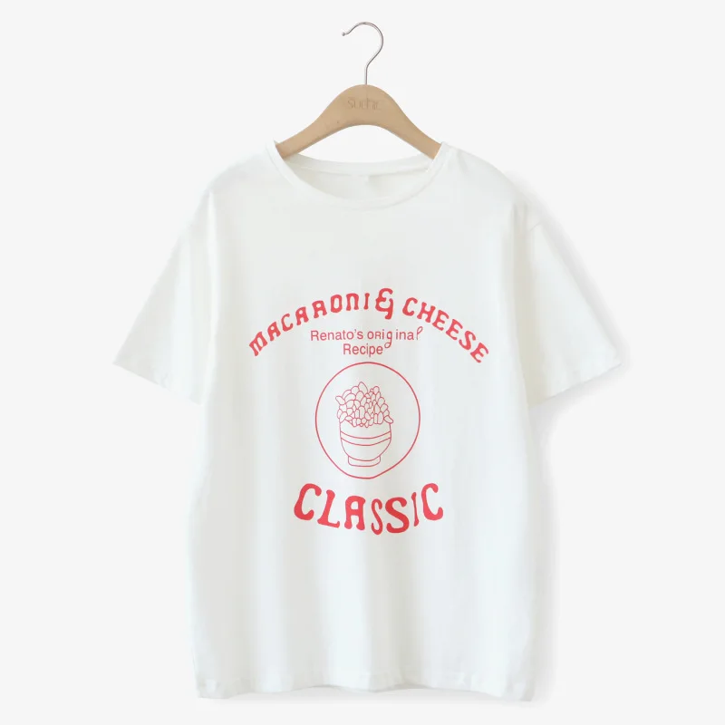 La MaxZa Мода корейский короткий рукав Для женщин футболка Классический Письмо