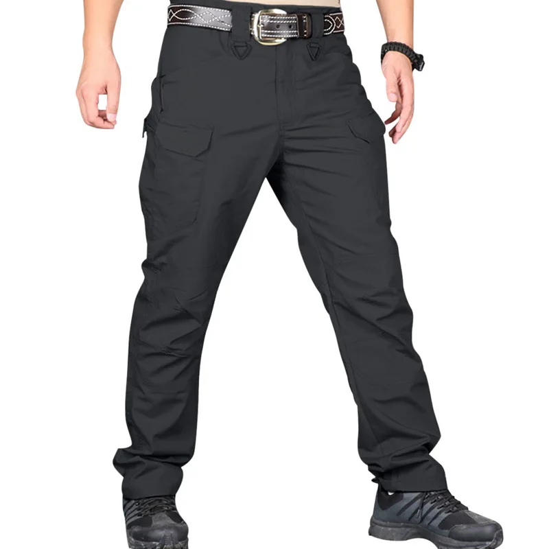 black Style A Мужские тактические брюки-карго, модные, с несколькими карманами, армейские джоггеры, спортивные штаны, повседневные, водонепроницаемые, быстросохнущие, военные, уличные брюки - Цвет: black Style A