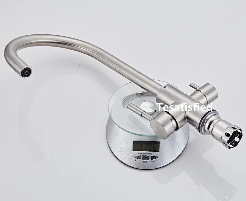 360 Degree Rotation 304 Stainless Steel drinking filtered water kitchen faucet Hot and cold Pure Water Sinks Deck Mounted Mixer