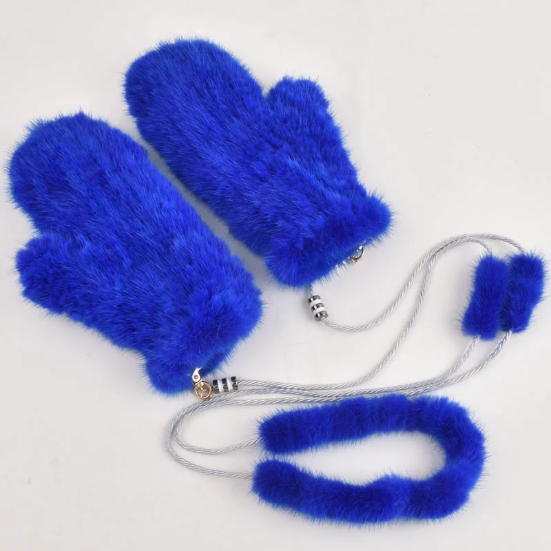 Outdoor Hot Sale Women Real Mink Fur Gloves Girls Knitted Real Mink Fur Gloves Winter Strong Elasticity Real Mink Fur Mittens