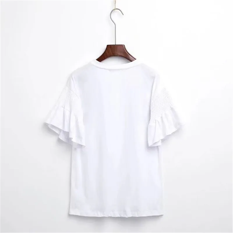 Off White цветочный футболка с вышивкой Женские топы 2018 Лето майки flre рукавом
