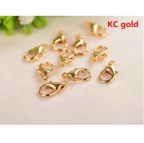 kc gold 50 шт. застежки-крючки с омаром для ожерелья и браслет цепь с замочками DIY ювелирных изделий золото/серебро/черный/бронза Z22 - Цвет: kc gold