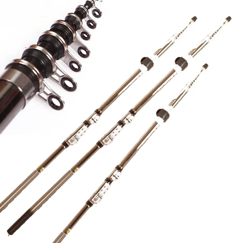 

Superhard 2.7-6.3M Casting Rod Tourism Fishing Tackle Silver Or Golden Electroplating Telescopic Rock Fishing Rod
