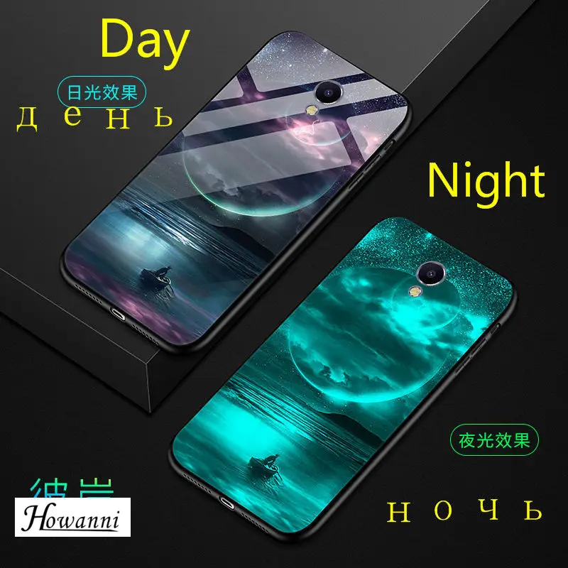 Phone Case For Meizu M5 Note Luminous Tempered Glass Back Cover Silicone ShockProof Bag | Мобильные телефоны и аксессуары