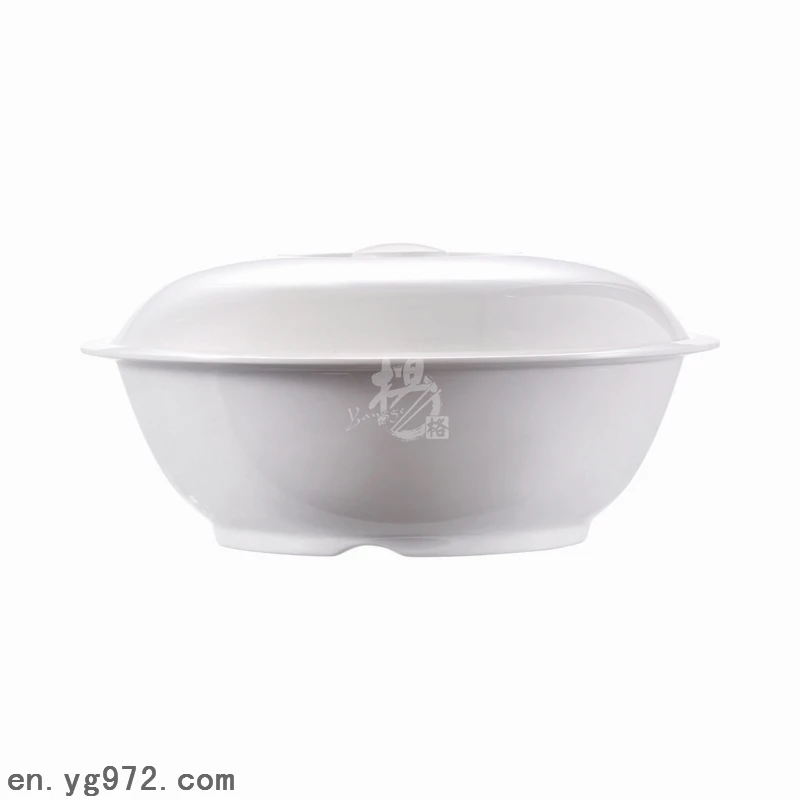 Белый пластик меламин большой рыбный суп бассейна с крышкой фруктовый салат риса