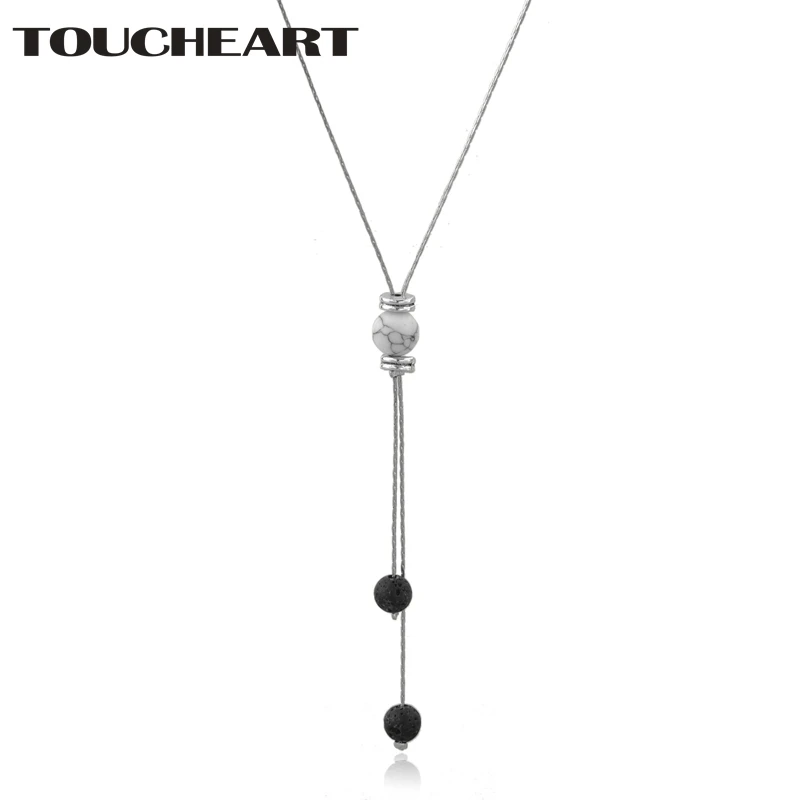 

TOUCHEART Luxury Jewelry Silver Handmade Necklaces & Pendants Lava Bead Rock Stone Necklaces For Women Charm Necklace SNE190023