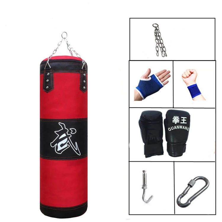 100cm buy 1 get 7 Тренировочный фитнес боксерский Боксер с вешалкой пустой спортивный кик-мешок с песком Муай Тай боксер тренажерный зал тяжелый мускуляционный мешок с песком - Цвет: 100cm buy 1 get 7