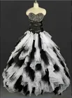 ANGELSBRIDEP-белые и черные платья Quinceanera, платья 15 Anos, сексуальное платье с сердечком, корсет украшенный бисером, органза, размера плюс