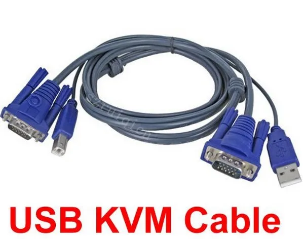 

KVM Switch Cable 2-in-1 15-Pin Standard VGA SVGA USB 2.0 PC Monitor Cable