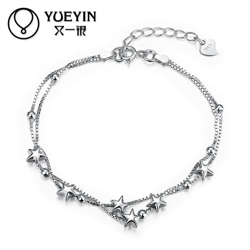 H057 silver fashion bracelets plated jewelry wedding for women charm chain | Украшения и аксессуары