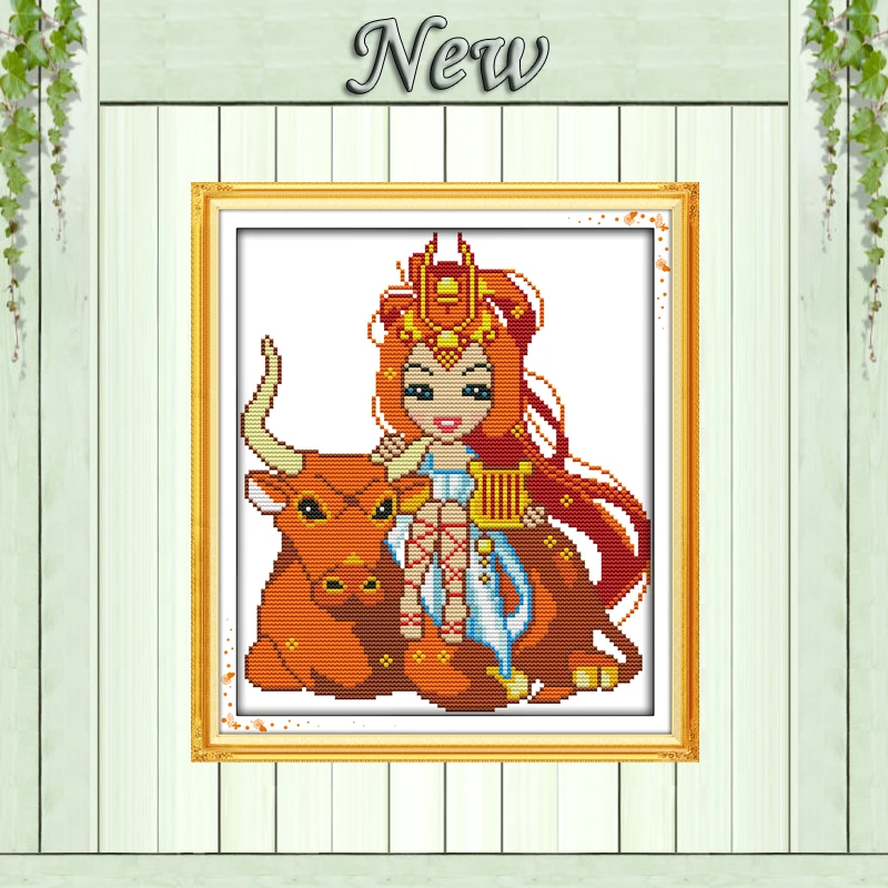 Набор для вышивания 12 знаков зодиака Лев мультяшная живопись Счетный принт на