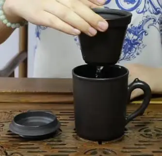 

Yixing teacup, Genuine handmade, with liner filter, purple clay cup, puer, oolong, 350ml, onsale~