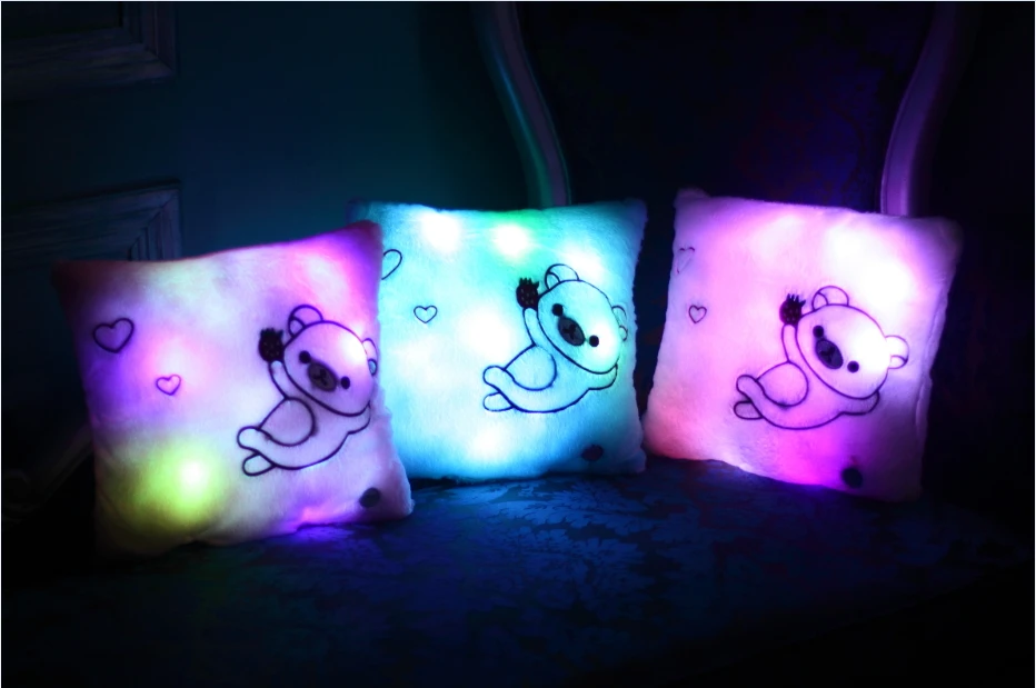 Luminous Stuffed LED Light Up Plush Glow Cushion With Bear Pattern Auto 7 Color Rotation Illuminated Pillow Gift | Игрушки и хобби