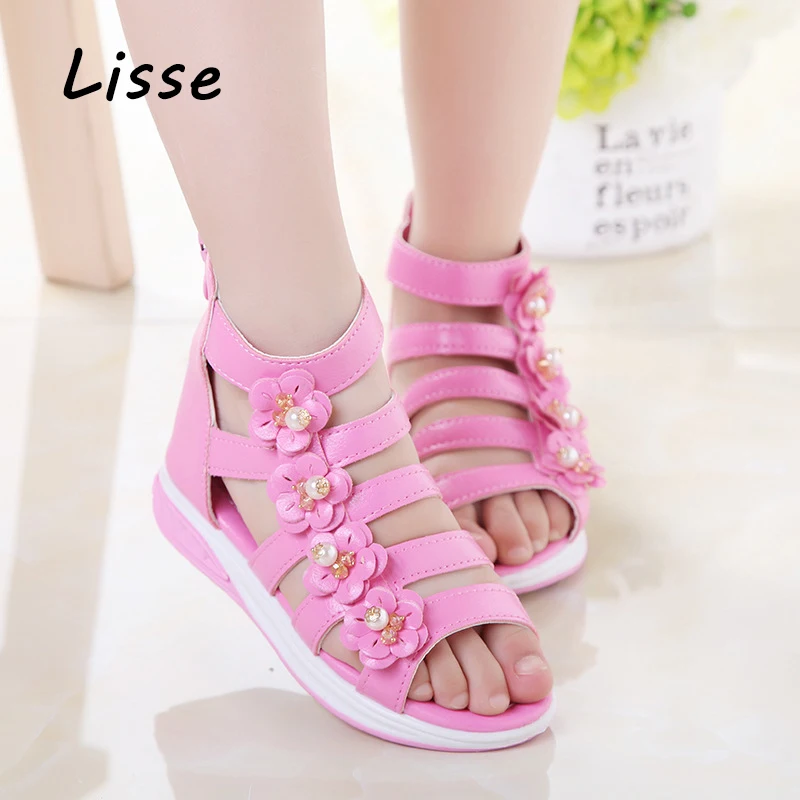 Children Sandals For Girls Shoes Summer 2018 New Kid Lovely Closed Toe Breathable Antiskid flats Sandal Baby Roman | Детская одежда и