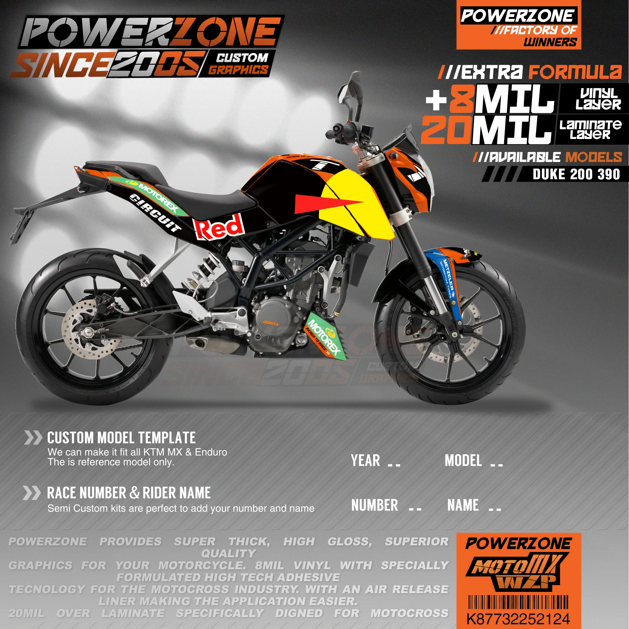 Персонализированные графические фоны PowerZone Team наклейки 3M Набор наклеек для KTM DUKE