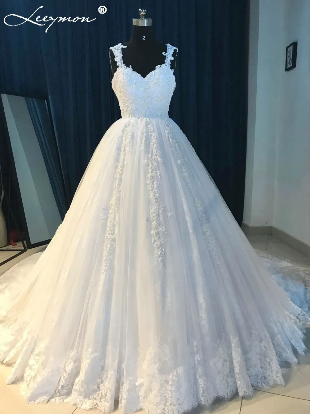 Романтичное Белое кружево принцесса расшитые бисером Свадебные платья 2019 милая