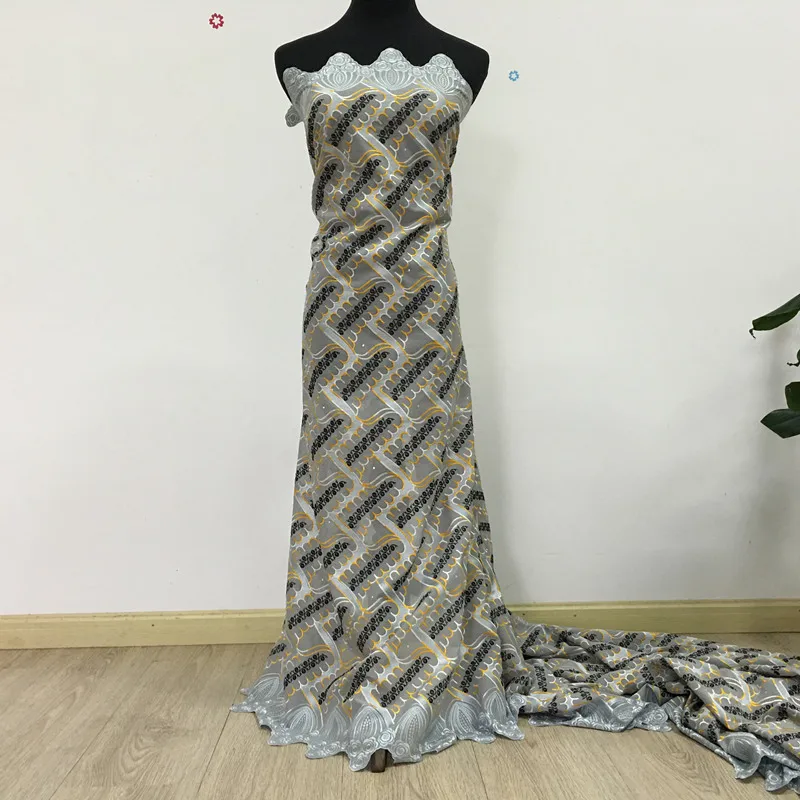 2019 High Quality Lace Fabric 063 Ash Swiss Voile Switzerland Embroidery 100% Cotton French African Fabrics | Дом и сад