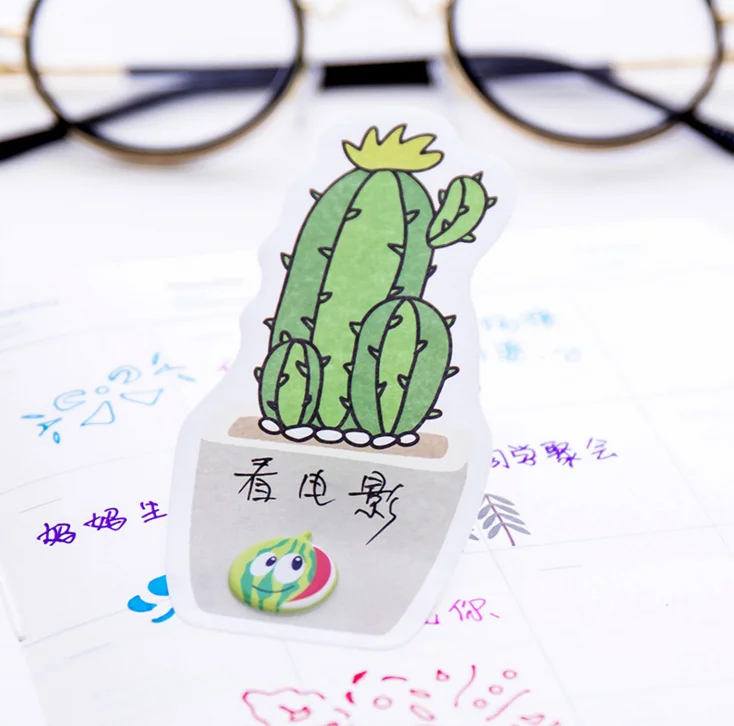

4pcs Lovely Cactus Self-Adhesive Memo Pad Sticky Notes Sticker Label Escolar message note Papelaria School Office Supply