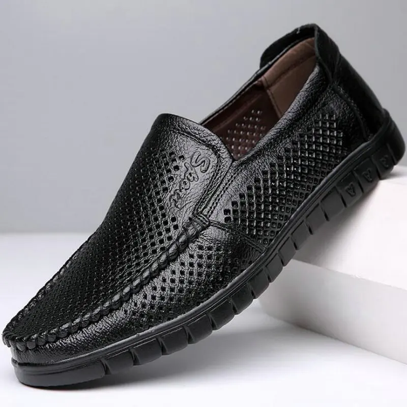 

Summer Breathable Hollow Lazy Men Zapatos Hombre Men Leather Flats Loafers Driving Shoes Men Casual sandals Shoes A52-46