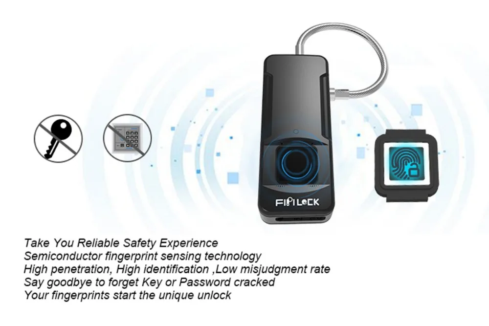 IP65 водонепроницаемый и защита от пыли FipiLock смарт-fingerprint Lock биометрический замок