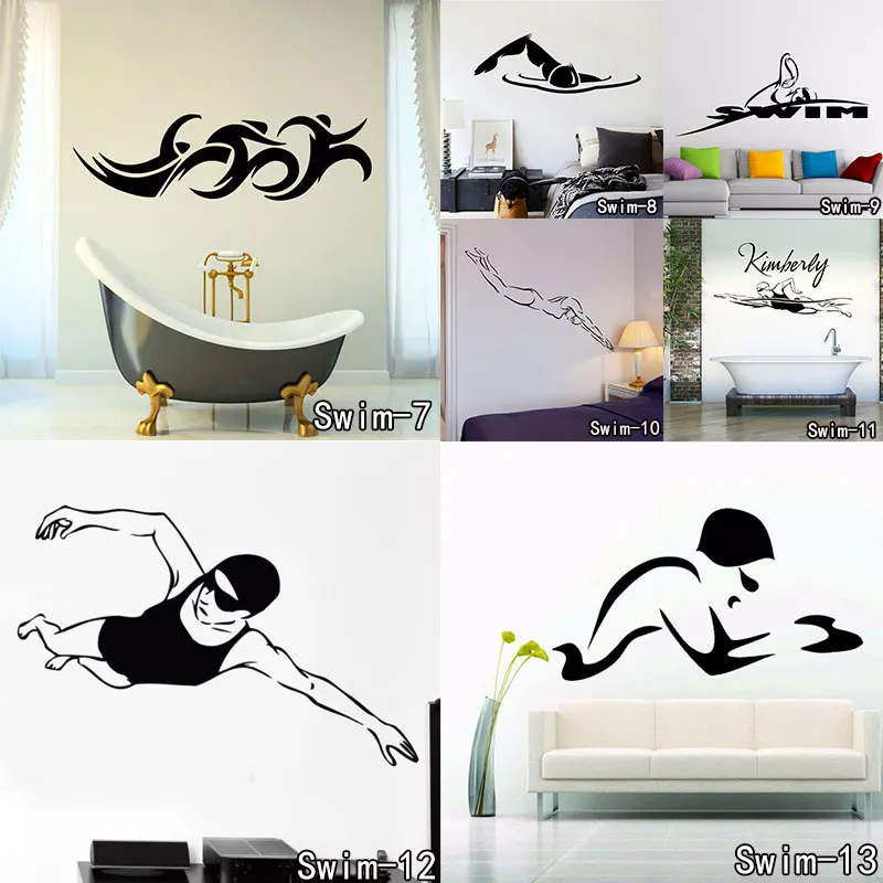 Настенные Стикеры для спортзала плавания мин домашний декор гостиная Съемный