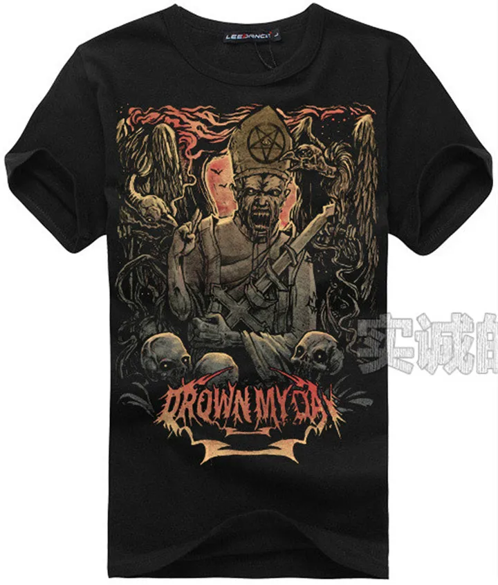 Рубашка в стиле Харадзюку с изображением черного дахии убийцы рок рубашка злого