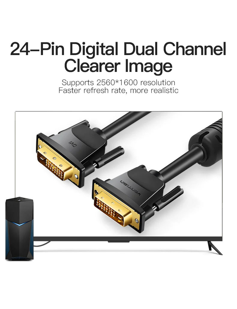 Vention DVI кабель DVI D 24+ 1 кабель DVI к DVI кабель папа-папа видео кабель 3 м/1 м/2 м/для компьютера проектор ноутбук ТВ монитор